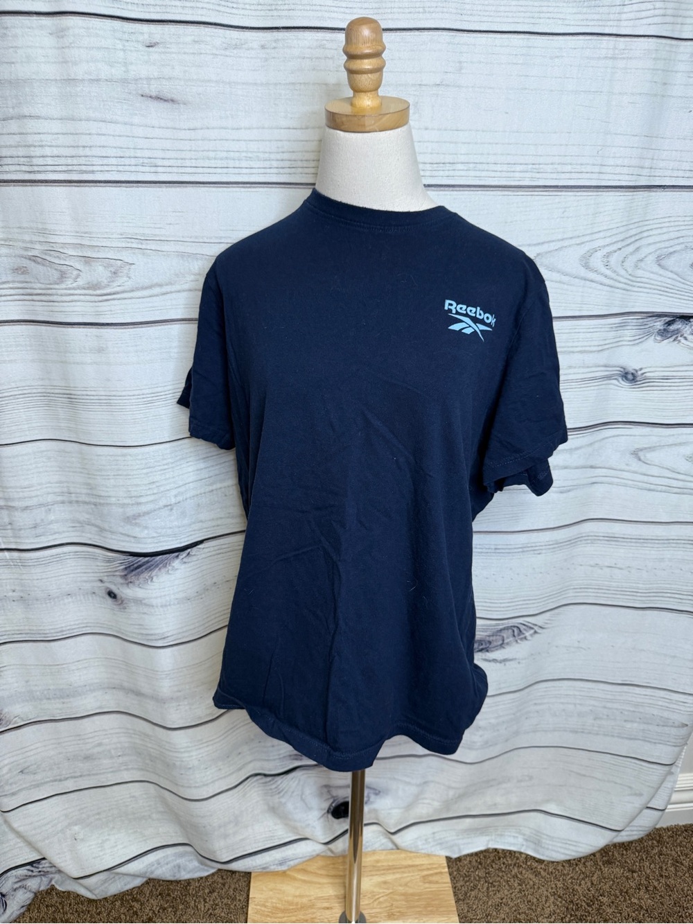 Reebok Navy Short-Sleeve Tee with Light Blue Logo